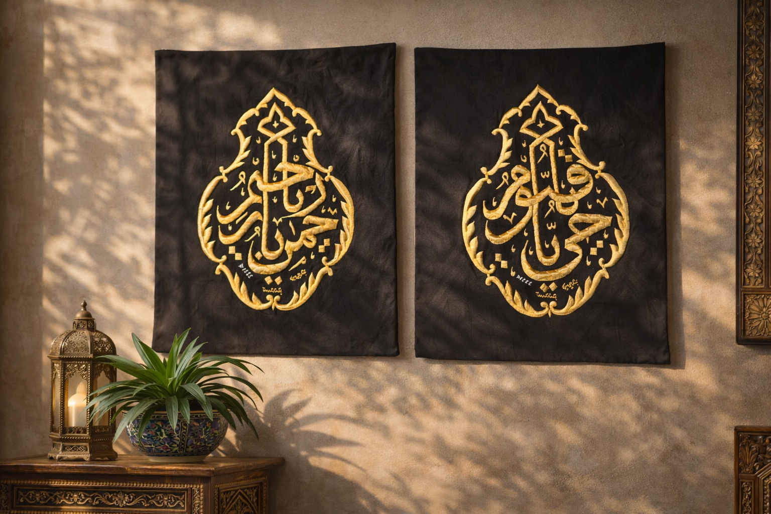 Original Kaaba Kiswah Fabric Qandeel Combo (2 Pieces) – Islamic Wall Décor - Image 3