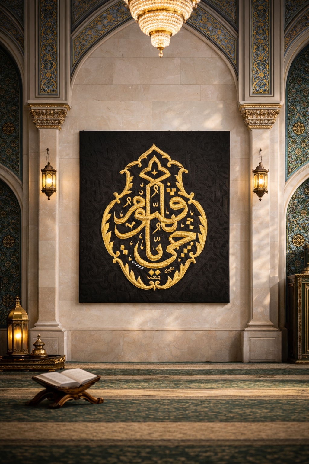 Kaaba Fabric Qandeel (Ya Hayyu Ya Qaiyoom) – 1444 Hijri Kiswah Panel - Image 3