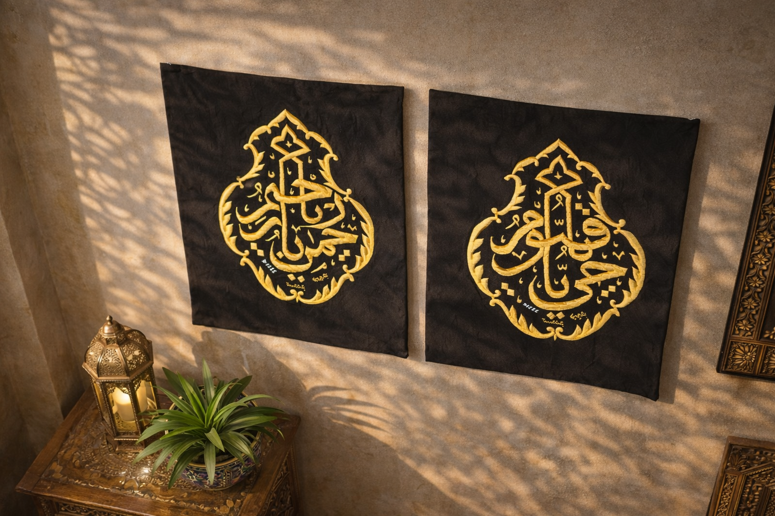 Original Kaaba Kiswah Fabric Qandeel Combo (2 Pieces) – Islamic Wall Décor - Image 2