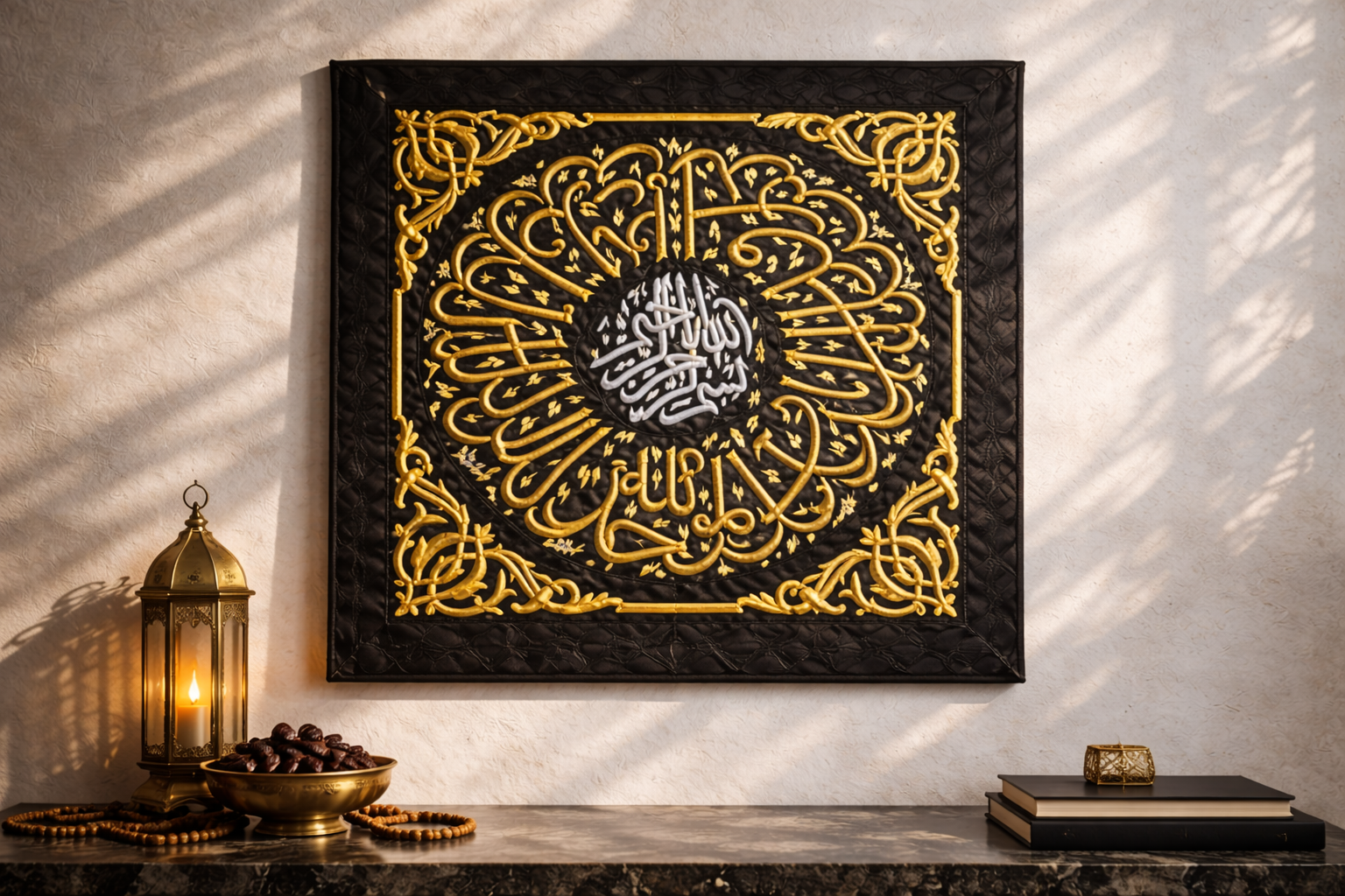 Kaaba Kiswah Qandeel Combo Set with Hizam Belt – Sacred Islamic Textile Collection - Image 4