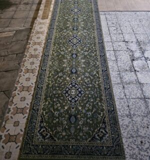 Original Green Carpet from Masjid al-Haram Makkah – Sacred Mosque Prayer Carpet (4m) Islamic Antique Textile
